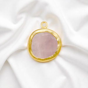 Pendentif breloque en quartz rose de 12 mm en argent sterling 925 – Breloque en pierre précieuse pour la fabrication de bijoux DIY – Fournisseur de bijoux en gros - Product Image 1
