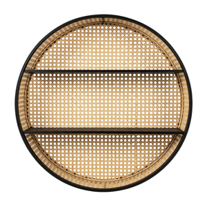 Modern Black Bamboo Rattan Round Wall <b>Shelf</b> Decorative Storage <b>Rack</b> for Hotel Spa Restaurant Wall Display Handmade Wholesale - Product Image 1