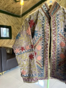 Blouson bomber unisexe en velours tricoté, doublé de coton, brodé, style bohème, motif floral Suzani, ethnique, automne/hiver/printemps/été - Product Image 6