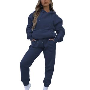 Ensemble de vêtements pour homme en coton 100% écologique pour l'hiver 2025, sweat-shirts à capuche de couleur unie + pantalon de survêtement, tenue de sport - Product Image 4