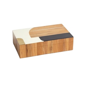 Joyero de madera de resina y MDF rayado natural hecho a mano elegante solución de almacenamiento de 6x4x2,5 pulgadas - Product Image 5