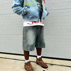 Pantalones Cortos Vaqueros Holgados Personalizados para Hombre, Estilo Jorts, Rotos y Desgastados - Product Image 6