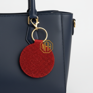 Crochet Orange <b>Bag</b> <b>Charm</b> with Beaded Detailing Gold Tone Clasp Keychain Purse <b>Charm</b> Handbag Accessory Wholesale - Product Image 3