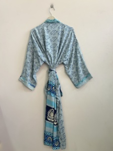 Robe en soie indienne pour femmes, style vintage, robe kimono en soie - Product Image 6