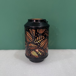 Artisan Design Mini Decorative Etched Iron <b>Lantern</b> with <b>Black</b> Finish Home Decor Model L660 Made in Uttar Pradesh - Product Image 1