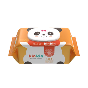 Lingettes humides pour bébé Kinkin sans parabène, 80 pièces, non tissées, antibactériennes, prévention des éruptions cutanées, soin de la peau, taille personnalisée, fabriquées au Vietnam, OEM - Product Image 1
