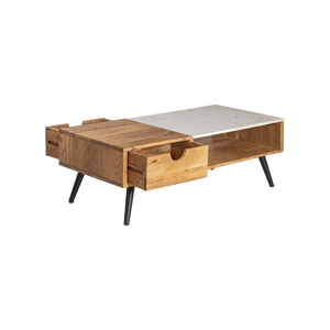 Mesa de centro Vandana Aston Lyra en madera de acacia y mármol - Product Image 2