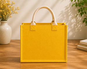 Sac fourre-tout en jute jaune avec broderie florale, grande taille, pour usage quotidien, sac de shopping à porter à la main - Product Image 6