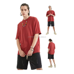 เสื้อยืดบ็อกซี่สำหรับผู้ชายโอเวอร์ไซส์ผ้าคอตตอน100% บลองก์เสื้อยืดไหล่แบบเรียบ - Product Image 4