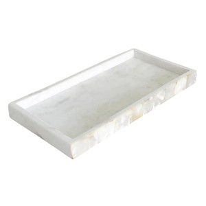 Elegante bandeja rectangular de imitación de mármol en blanco y negro con asas, decoración moderna para el hogar, hoteles y restaurantes. - Product Image 5