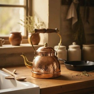 Unique Matte Copper <b>Tea</b> Boiler <b>Kettle</b> with Handle Handmade for Stove Top Use Water Heating <b>Tea</b> Serving and Home Decor - Product Image 1