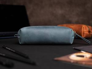 Trousse à crayons de luxe en cuir de haute qualité avec fermeture éclair, personnalisable avec logo, faite à la main, pour le bureau et l'école - Product Image 3