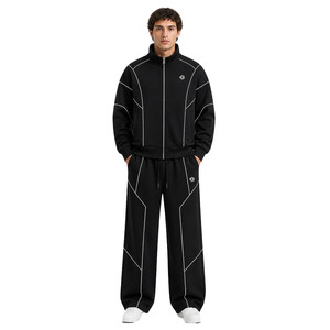 Ensembles de sweats à capuche zippés à empiècements contrastants pour hommes, en coton premium à grammage élevé, avec logo personnalisé, et pantalon de jogging – Fournisseur en gros - Product Image 1