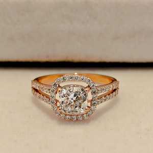 Women's Rose Gold 10K Gold Diamond Engagement Ring <b>Princess</b> Cut Pave Setting Classic Style <b>Jewelry</b> - Product Image 4