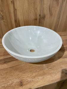 Best Quality Luxury White Marble Countertop Sink with Grey Veins Eco-Friendly & Durable Bathroom Wash <b>Basin</b> - Product Image 4