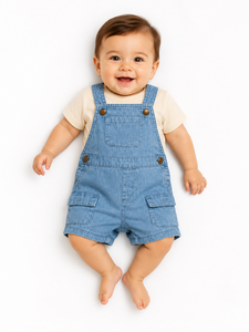 Conjunto de peto vaquero para bebé niño con camiseta de algodón suave, mono corto lindo, atuendo informal de verano con tirantes ajustables - Product Image 2