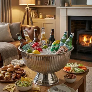 Heavy Duty Stainless Steel Punch Bowl Wholesale Party <b>Drink</b> Server Ice Wine <b>Cooler</b> Beverage Chiller Tub for Home Commercial Use - Product Image 4