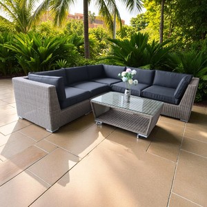 Ensemble de canapés d'extérieur en rotin PE tissé à la main de luxe PRSF-C-TH5-HR, en forme de L, meubles de jardin avec coussins et table - Product Image 5