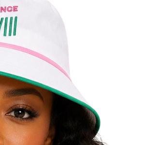 Pretty Since 1908 White Bucket <b>Hat</b> for <b>Women</b> Embroidered Letter Sun Cap Casual Sorority Inspired Outdoor <b>Summer</b> Fashion - Product Image 1