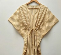 Robe longue bohème tie-dye 100 % coton faite à la main, respirante, écologique, lavable, col en V, avec cordon de serrage, pour femme, ample, pour l'été et la plage