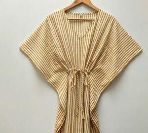 Caftán de algodón con estampado bohemio hecho a mano para mujer, vestido holgado de verano para playa o resort - Product Image 3