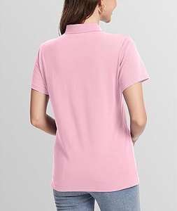 Polo femme rose de haute qualité, personnalisé avec logo, respirant, coupe ajustée, manches courtes, en coton, imprimé. - Product Image 5