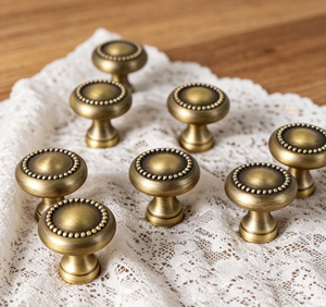 Rustic Antique Bronze <b>Beaded</b> Cabinet Knob Round Mushroom Drawer Pull Farmhouse Kitchen Cupboard French Country Furniture - Product Image 5