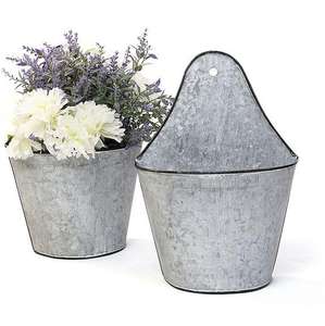 Maceta metálica galvanizada para colgar en la pared, decoración interior, maceta para suculentas, hierbas y flores, estilo rústico para el hogar y jardín, soporte para plantas estilo granja. - Product Image 6
