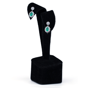 Emerald Halo Jewelry <b>Set</b> Sterling Silver <b>Necklace</b> <b>and</b> <b>Earrings</b> Green Gemstone <b>Bridal</b> Wedding Anniversary Gift for Women Jewelry - Product Image 3