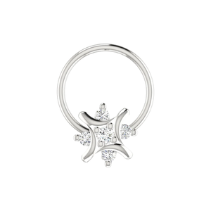 Piercing de Nariz Étnico para Mujer, Diseño de Pétalos Curvos en Oro de 14K, Corte Brillante Redondo de 0.055ct - Product Image 3