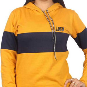 Sudadera con capucha para mujer, diseño de bloques de color, ligera pero aislante, para la colección de invierno, con mangas largas y logotipo personalizado. - Product Image 6