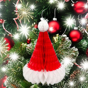 หมวกซานต้ากระดาษรังผึ้งสำหรับตกแต่งแขวนในเทศกาลคริสต์มาสและโอกาสเฉลิมฉลองต่างๆ จากโรงงาน - Product Image 6