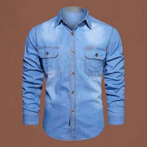 Meilleures chemises en jean décontractées pour hommes avec fermeture boutonnée, 100% coton, design et logo personnalisables, tissu de haute qualité - Product Image 1