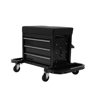 Garage Rolling Tool Box <b>Stool</b> with 3 Drawers Mechanic Seat Tool Tray Storage Cabinet Heavy Duty <b>Padded</b> Seat 4 Wheels GAPGAR024 - Product Image 5