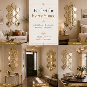 Premium Sheesham Wood Geometric <b>Mirror</b> Grid - Wholesale Statement <b>Wall</b> Decor - Product Image 3