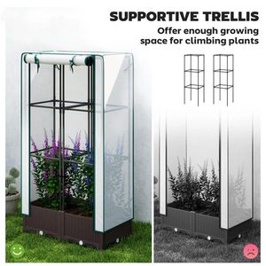 Jardinière de 31,5'' x 15,7'' x 48,8'' avec couverture en PE, serre pour jardins extérieurs - Product Image 5