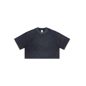 Oversized Crop Top T-Shirt Short Sleeve O-Neck <b>Tie</b>-Dye Blue Casual Men's <b>Knitted</b> Cotton Solid Pattern Style - Product Image 4