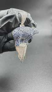 Colgante de diseño de camaleón o lagarto, colgante de plata 925 con incrustaciones de circonitas, colgante personalizado de hip hop, colgante de moda con diseño de animal para hombre. - Product Image 6