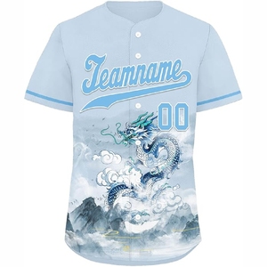 Maillot de baseball personnalisé par sublimation pour hommes et jeunes, respirant, anti-humidité, uniforme d'équipe à boutons - Product Image 2