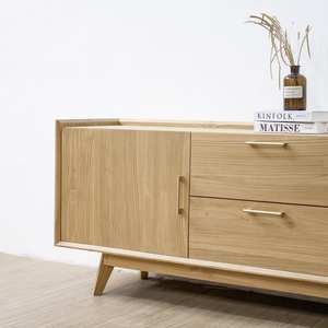 Aparador Moderno Japandi de Madera de Teca Sólida, Mueble de Almacenamiento Contemporáneo para Dormitorio y Cocina, Fácil de Armar - Product Image 3