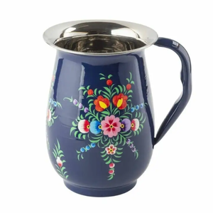 Jarra de Agua de Acero Inoxidable Transparente de Calidad Superior con Diseño Floral Impreso y Hecho a Mano - Product Image 1