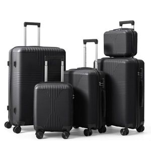 Valigia 5-in-1 alla Moda/Leggera/Di Lusso/Vintage in PP (12-28 Pollici, Nera) - Product Image 1