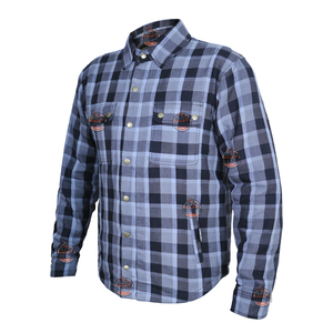 LAZIB MOTO เสื้อแจ็คเก็ตผ้าสักหลาดสำหรับขี่มอเตอร์ไซค์แบบยูนิเซ็กซ์แขนยาวพิมพ์ลายระบายอากาศได้ดีเสื้อคลุมลายตารางหมากรุก 160 กรัมทุกฤดูกาล XL - Product Image 2