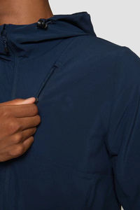 Men's Navy Blue Hooded Windproof Zipper <b>Quilted</b> <b>Jacket</b> Casual Style Regular Fit Polyester Material Winter Wear <b>Pattern</b> - Product Image 2