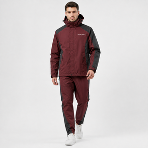 Chándal Deportivo Unisex Impermeable Ligero con Capucha, Bloques de Color, Cremallera Completa, Bolsillo Trasero con Cremallera, Ajuste Regular - Product Image 1