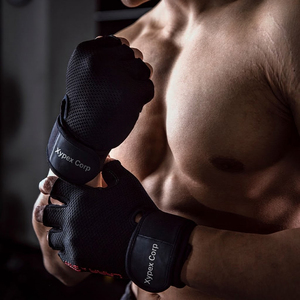 Gants de musculation en cuir synthétique microfibre avec logo personnalisé, respirants, ajustables, demi-doigts, pour la gym, le sport, le cyclisme, unisexe, robustes - Product Image 2
