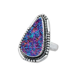 <b>Titanium</b> Druzy Gemstone <b>Rings</b> Bohemian Trendy Fashionable Wholesale Jewelry for Women's Wedding Engagement <b>Ring</b> - Product Image 3