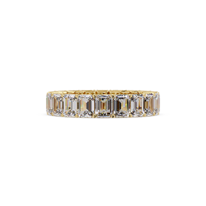 Anillo de eternidad completo de oro puro de 14 quilates con diamante cultivado en laboratorio de corte esmeralda, anillos apilables de boda y compromiso para mujer - Product Image 2