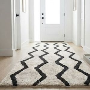 Modern Chevron Pattern Area <b>Rug</b> Rectangle White <b>Black</b> High Pile Tufted Non Slip Rubber Backing Bedroom Use Scandinavian Style - Product Image 4