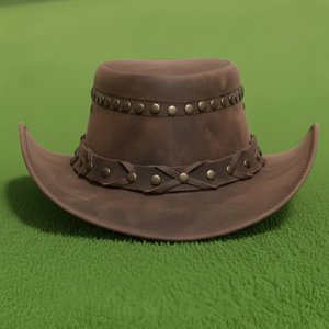 Premium Quality custom made Handmade Distressed Brown Leather Cowboy <b>Hat</b> <b>Western</b> Style Braided Band - Product Image 3